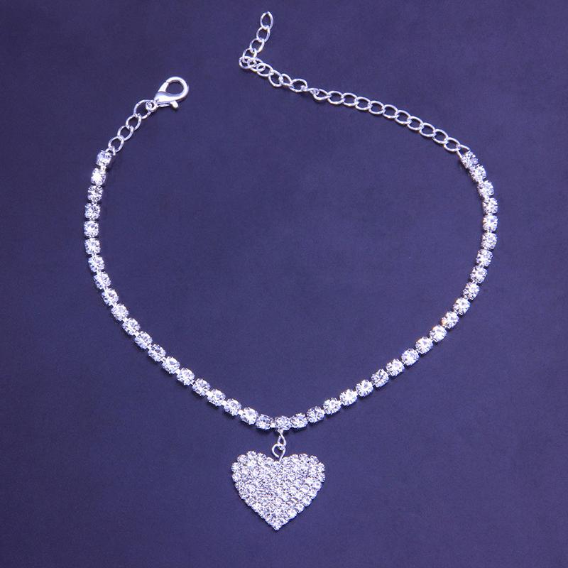 Norvo | Fashion Heart Rhinestone Ankelkjede