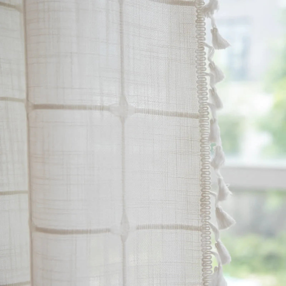 Norvo | Bomullslerkefrakk Dusjforheng Ruteprint Frynser Vanntett Maskinvaskbar Baddekor