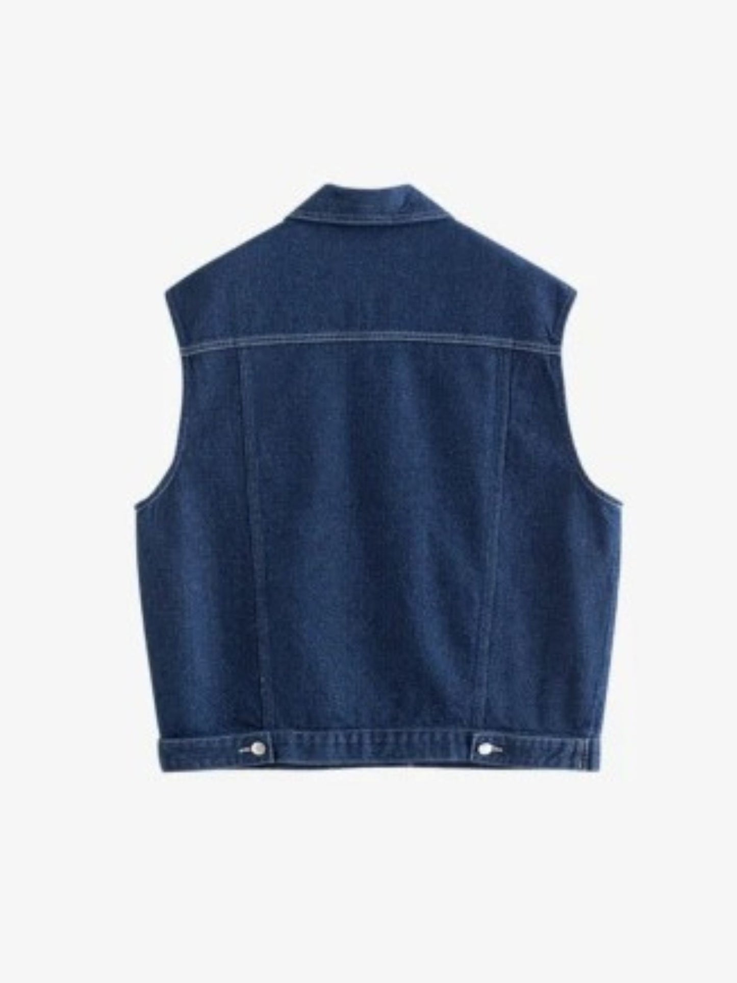 Denimvest uten Ermer med Nedbrettbar Krage