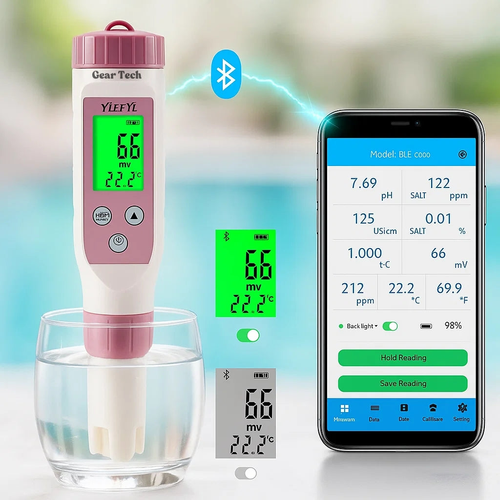 Norvo | Digital Pool Tester – Målingsapparat for pH og klor for enkel pH-måling i svømmevann