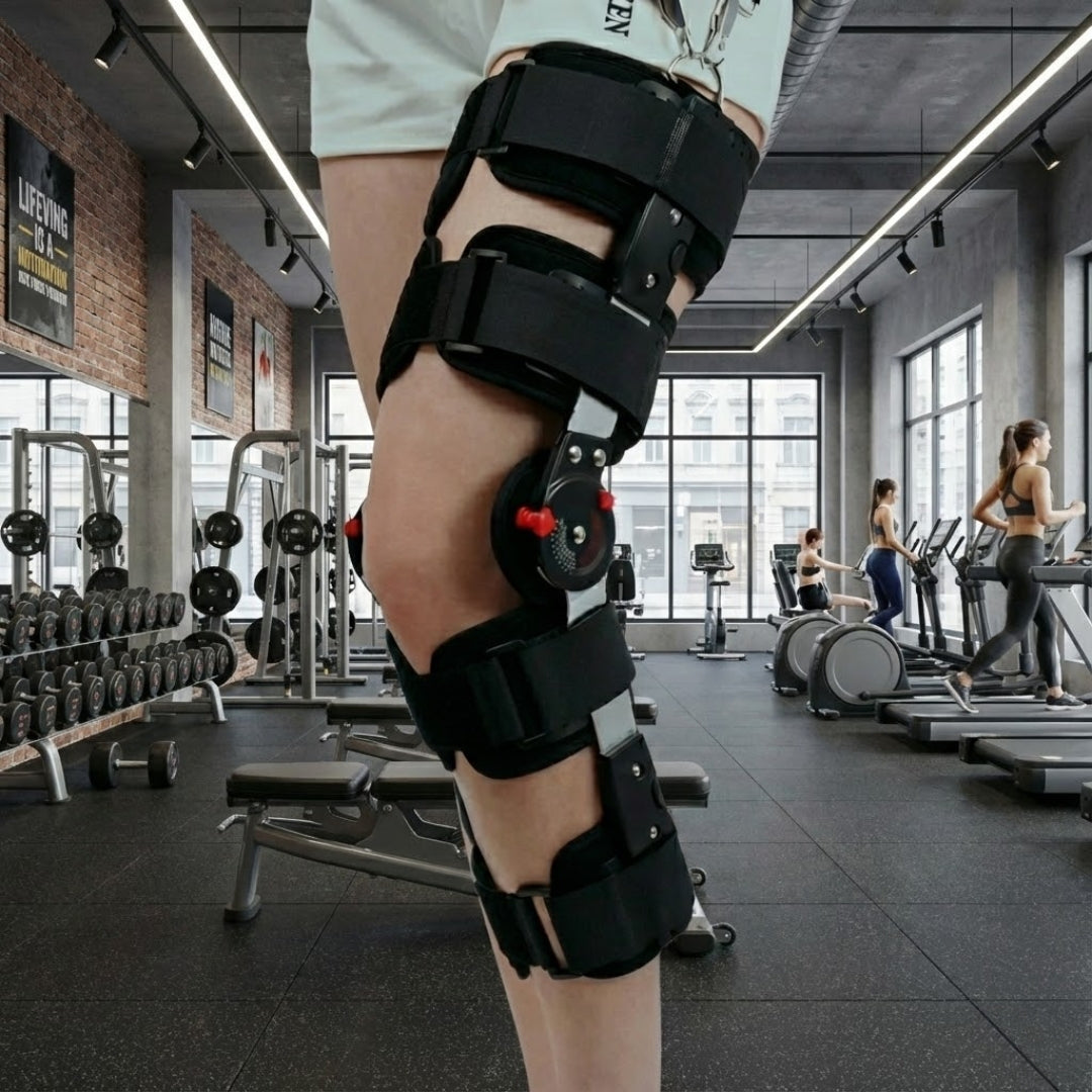 Justerbar benstabilisator – Polstret mykt stoff – Smertelindring, rehabilitering og hverdagsbevegelse Norvo