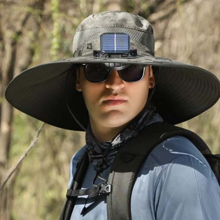 Norvo | Ultimat utendørs solhatt med oppladbar LED og bred brem