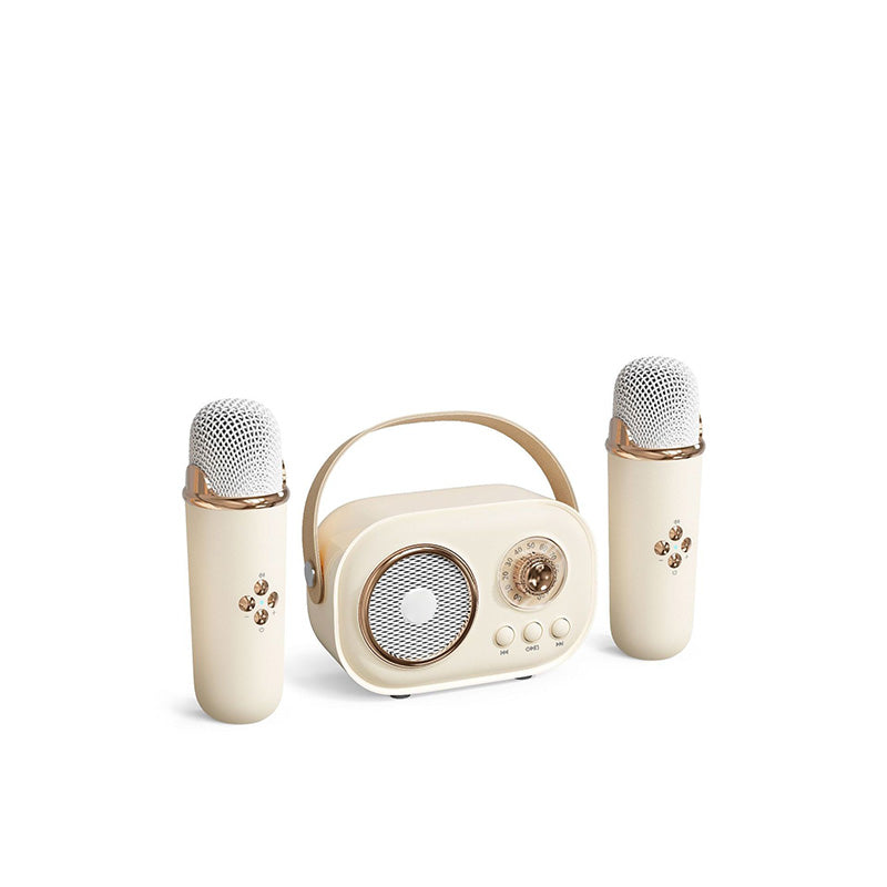 Mini Karaoke-maskin og Bluetooth-høyttaler med trådløs mikrofon