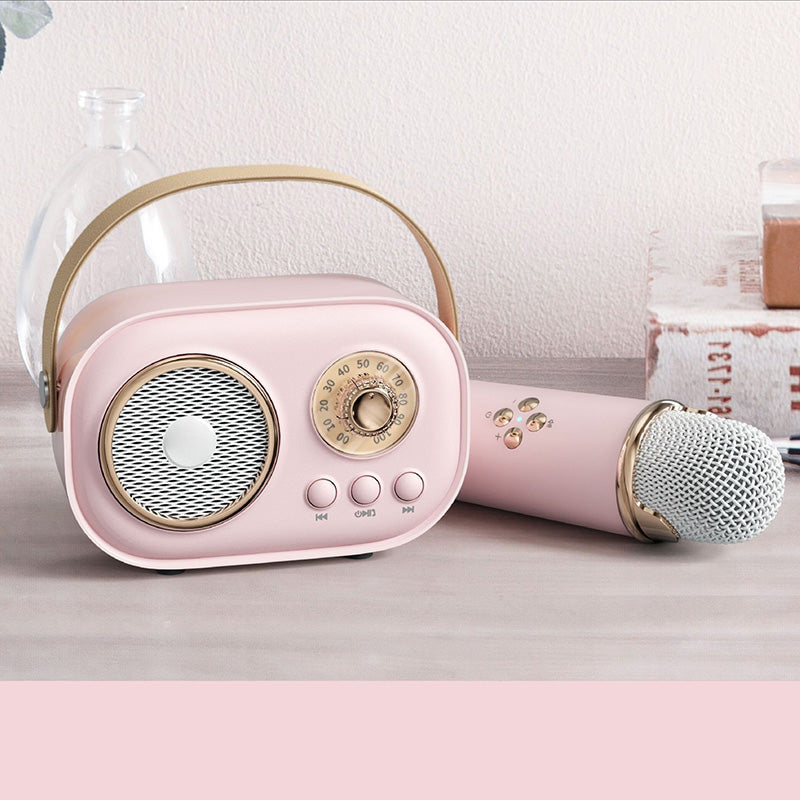 Mini Karaoke-maskin og Bluetooth-høyttaler med trådløs mikrofon