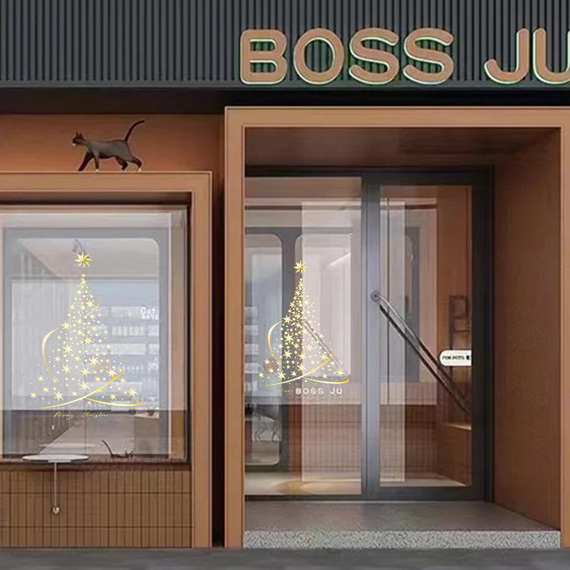 Norvo | Gyldne juletre vindusdekorasjoner klistremerker for glass
