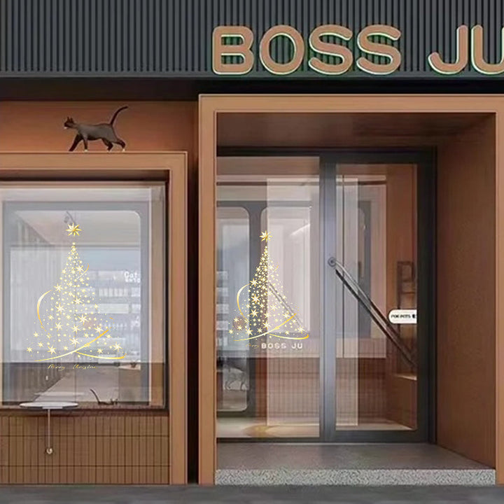 Norvo | Gyldne juletre vindusdekorasjoner klistremerker for glass
