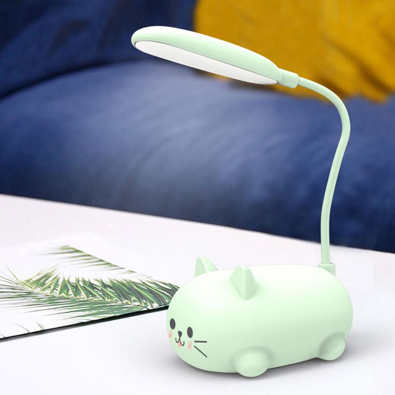 Norvo | Mini Tegneserie Katt LED Øyevern Leselampe USB Oppladbar Skrivebordlampe