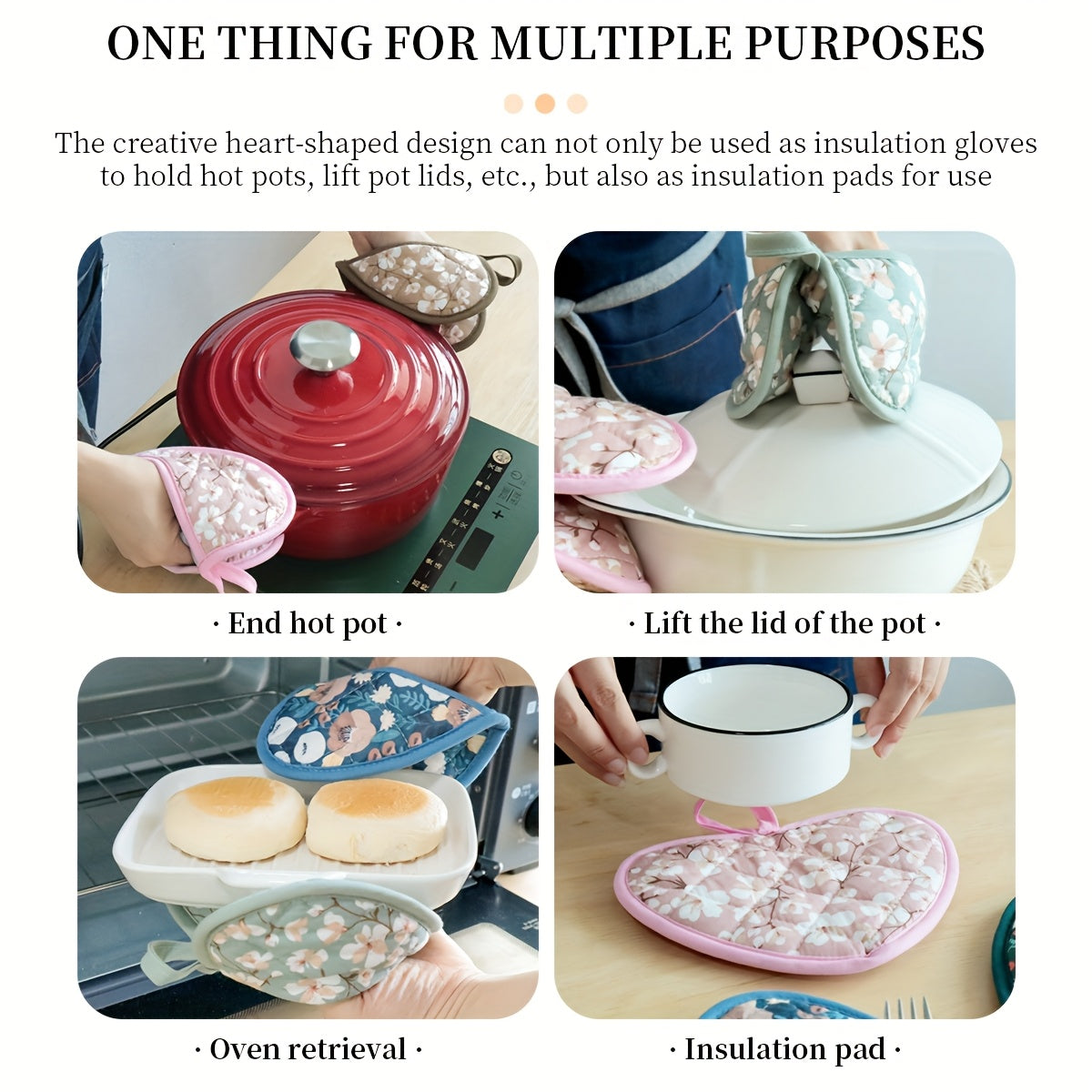 Norvo | KeukenHart Varmeresistente Gryteklutsett – Dekorative Hjerteformede Grip Pads