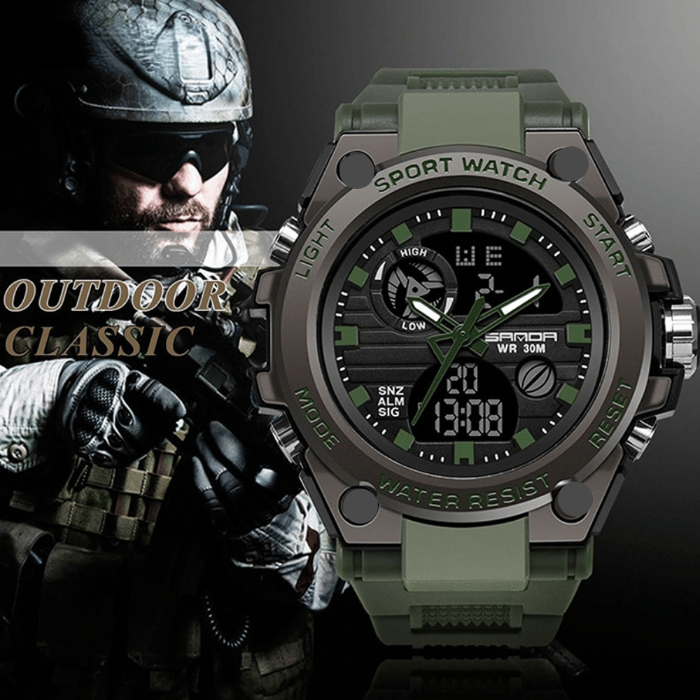 Norvo | Sporty Dual-Display Mode Multifunctional Waterproof Luminous Men's Wristwatch