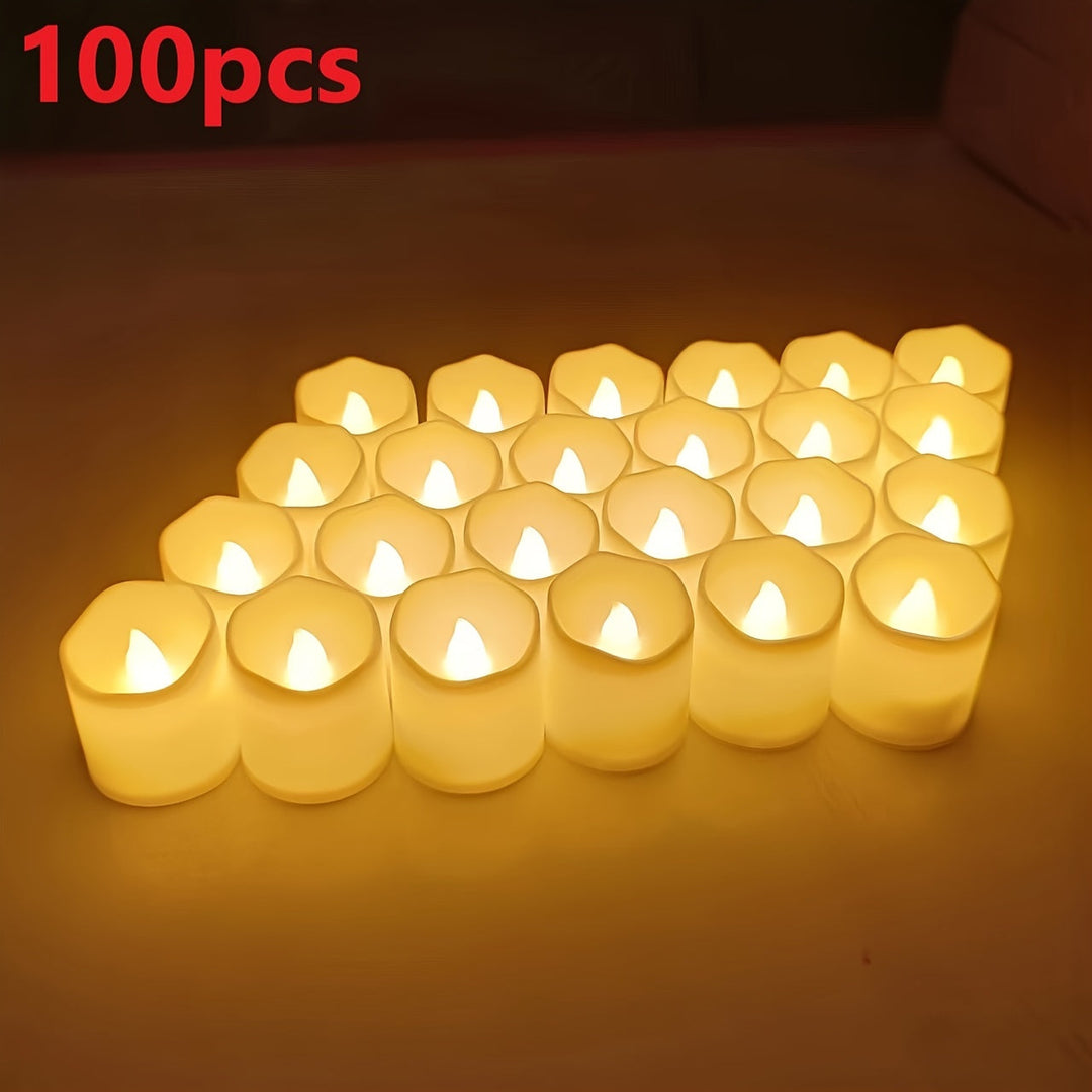 Norvo | 24/50/100 Pakke flammefrie LED-lys – batteridrevne flimrende tealights, røkfrie og romantiske for bryllup og forlovelser