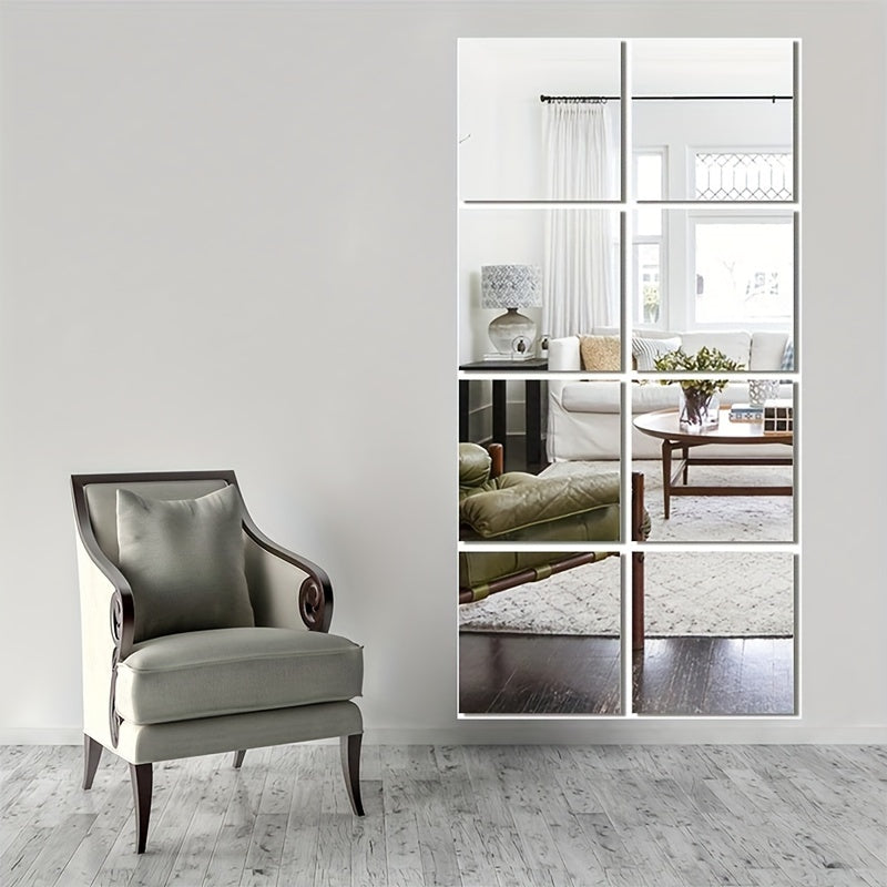 Norvo | EleganceTiles - 8 stilfulle selvklebende speiltakk for hjemmeinnredning