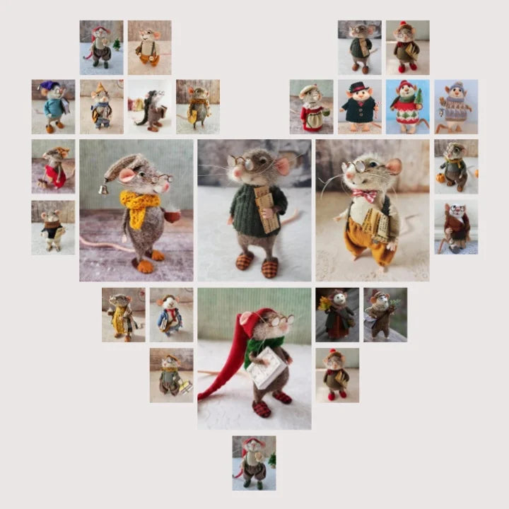 Norvo | Håndlaget Filtemus Dekorasjon | Bærekraftig og Koselig | 7,6 cm