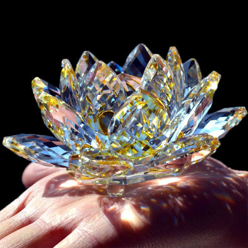 Norvo | 80Mm Kvarts Krystaller Lotusblomst Håndverk Glass Fengshui Ornamenter Helbredende Krystaller Hjem Fest Wicca Dekorasjon Yoga Gaver Suvenir