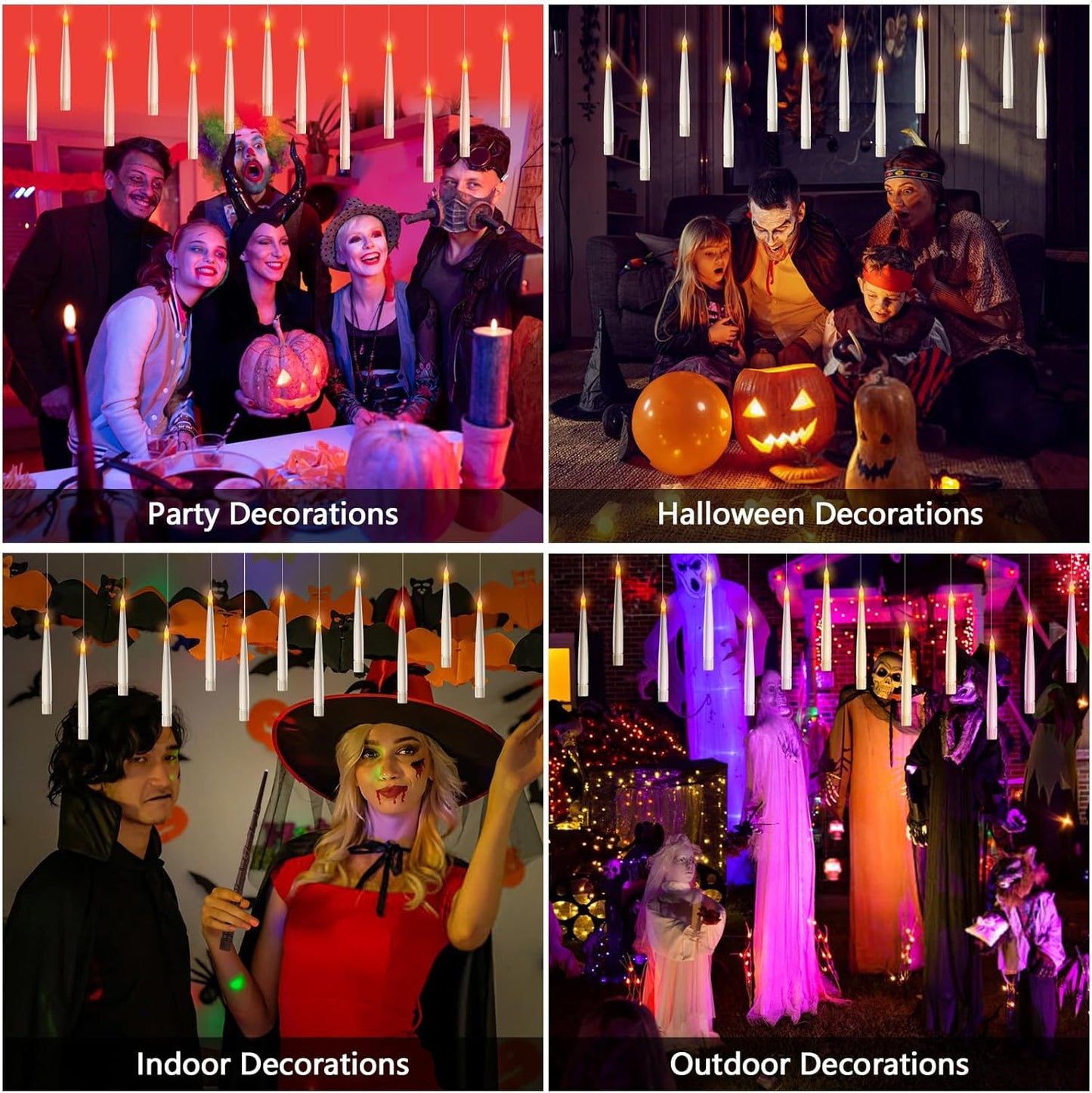 HALLOWEEN DEKORASJONSLYS - 20PCS FLYTENDE LYS MED STAVFJERNSTYRING - Norvo