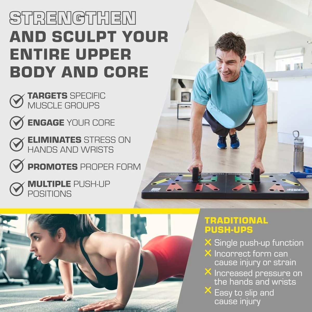 Norvo | Sammenleggbar push-up brett med 30 treningsposisjoner for målrettet muskeltrening