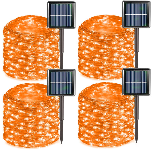 Norvo | Qitong 4 Pakke 144Ft Oransje Solrlige Julelys, 400 Led Vanntette Blinker Fe-lamper
