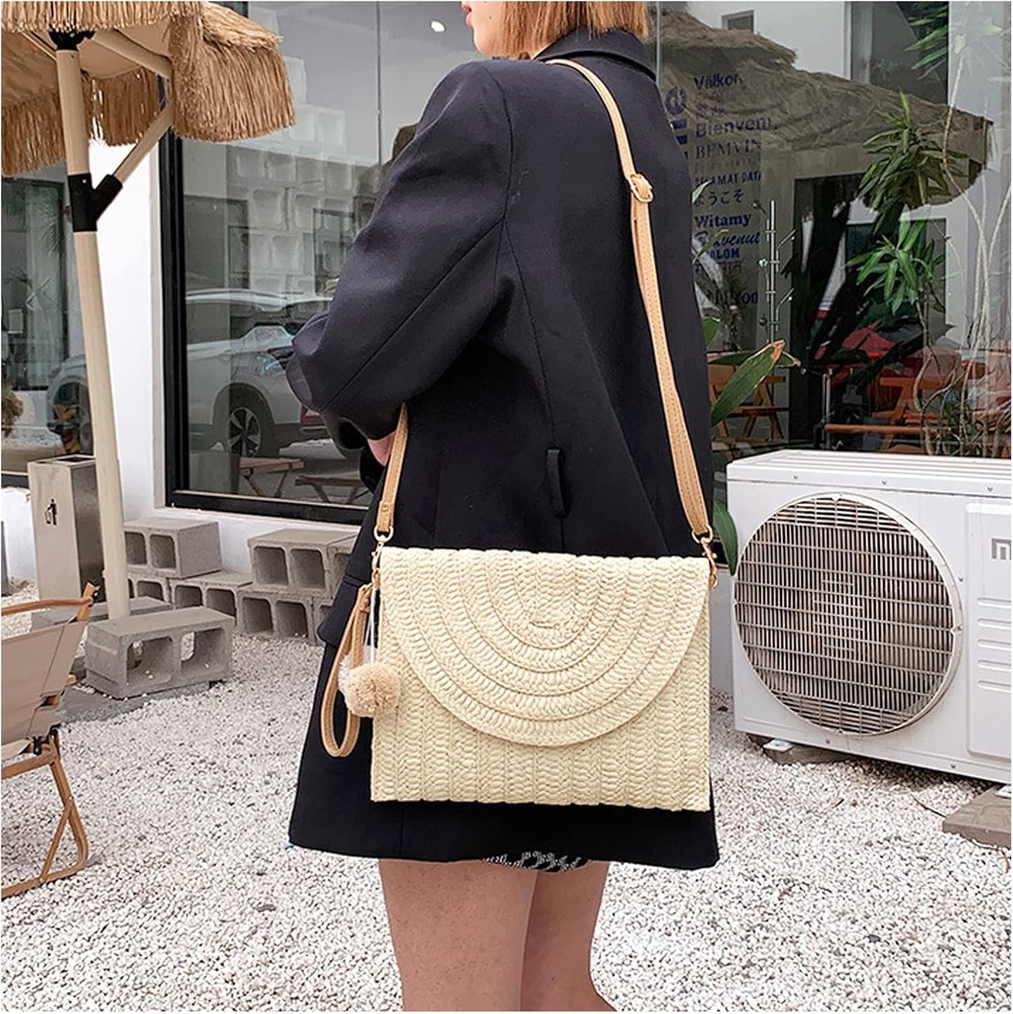 Norvo | Straw Crossbody Bag Sommer Woven Shoulder Purse