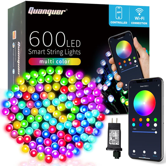 Norvo | Quanquer 196Ft Smarte Julelys, 600 Rgb Leds, Wifi App Kontroll, Fungerer Med Alexa & Google