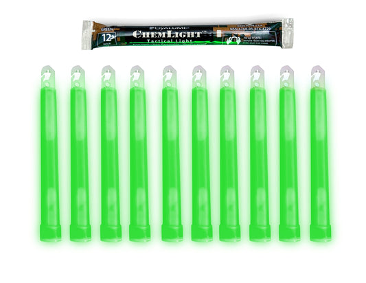 Norvo | Cyalume Militærklasse Grønn Glow Sticks - Premium Lyssterk 6” Chemlight Nød Glow Sticks Med 12 Timer Varighet (Storkjøp Av 10 Chem Lights)
