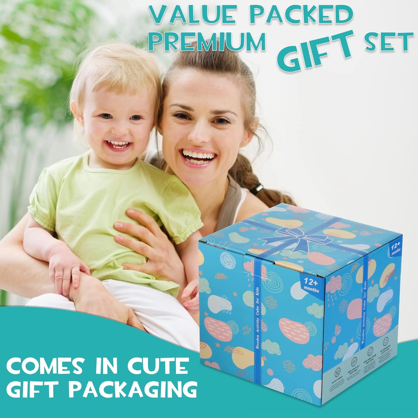 Norvo | Stylisk 8-i-1 Montessori Aktivitetskub - Utdannende Lek Moro for Babyer