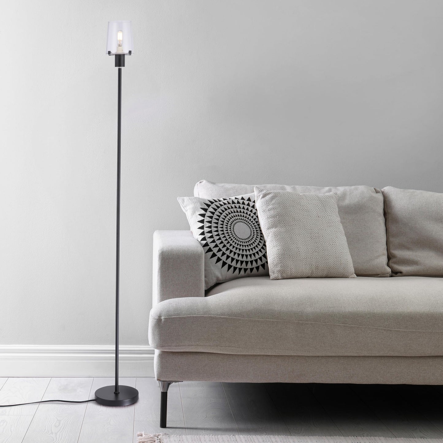 Norvo | O'Bright Dimbar Led Gulvlampe, Berøringskontroll, Klar Glasskuppel, Antikk Messing, 66,5 Tommer