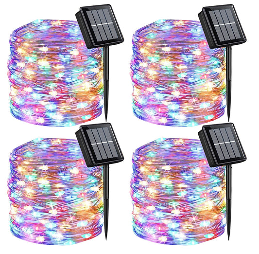 Norvo | Qitong 4 Pakke Solcelle Fe Lys 400 Led Flerfarget Utendørs Vanntett Lyslenke