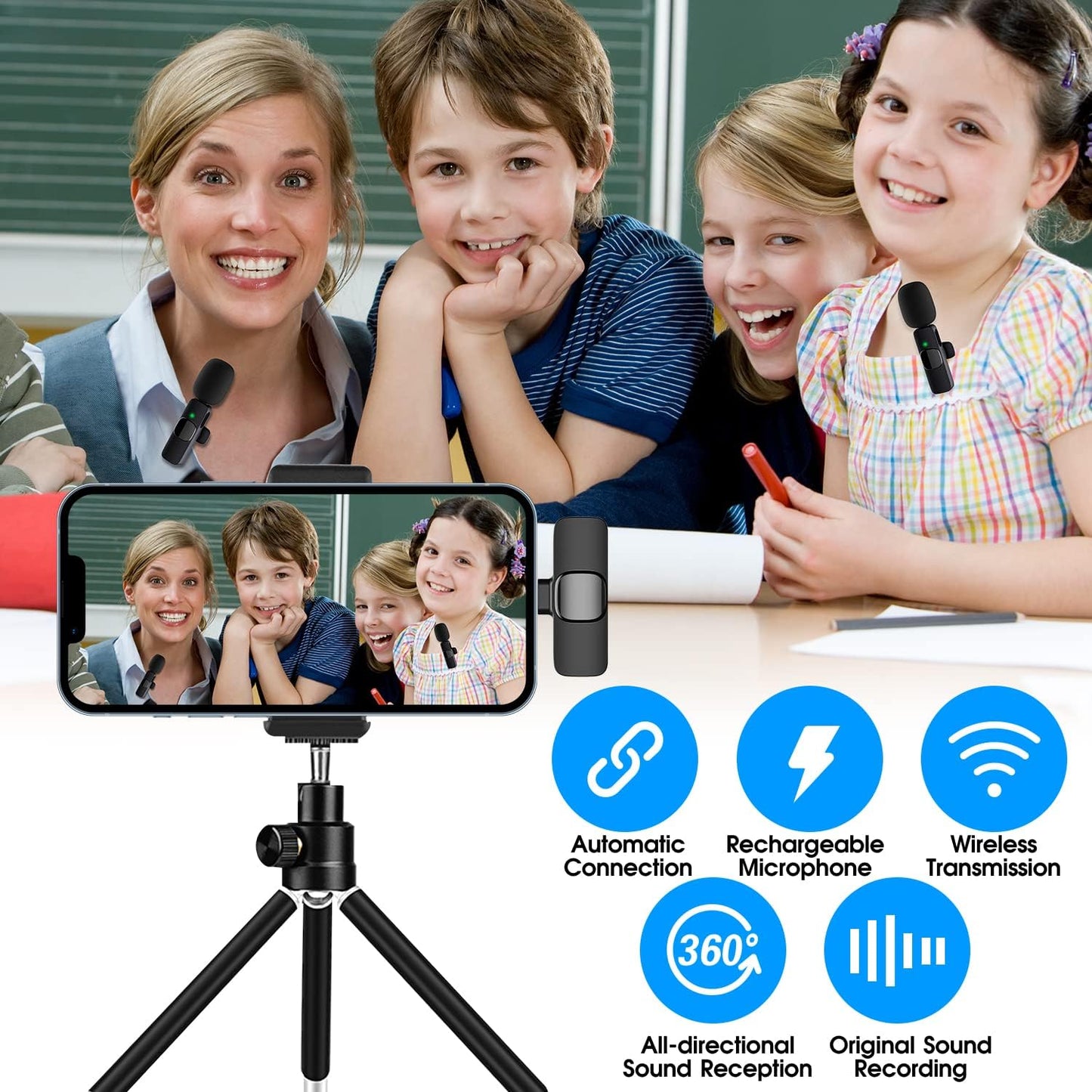 Norvo | 2-Pack trådløs mikrofon for iPhone iPad
