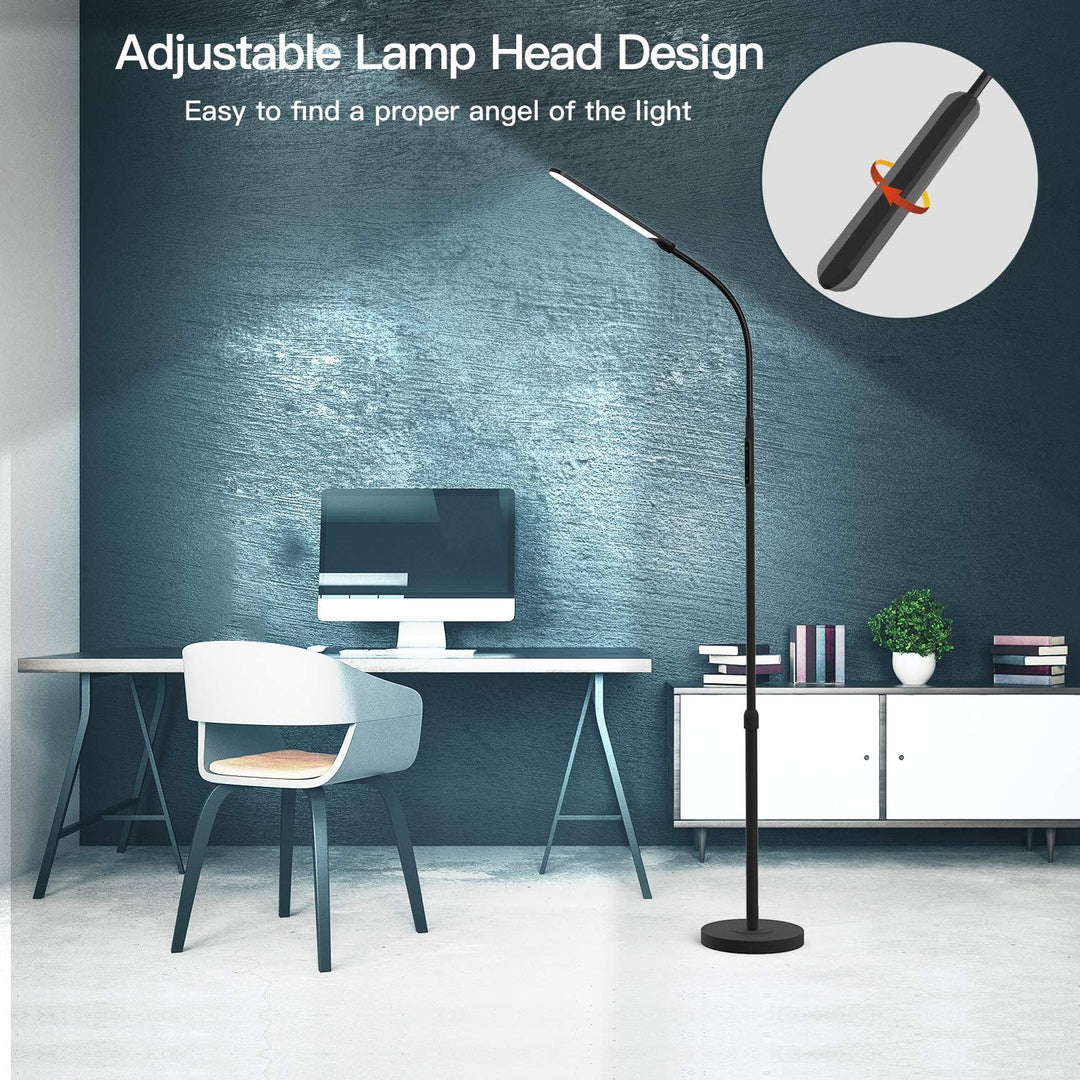 Norvo | Nxone Justerbar Led Gulvlampe, Svart, Moderne Leselys Med 4 Farger & Stegløs Lysstyrke