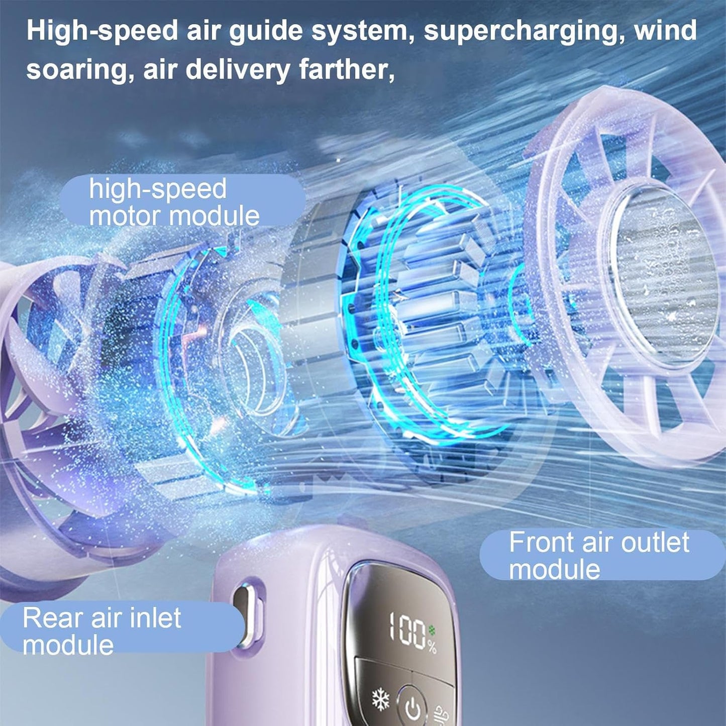 Frendorf | Bærbar sammenleggbar håndholdt vifte med LED-display 100 hastigheter