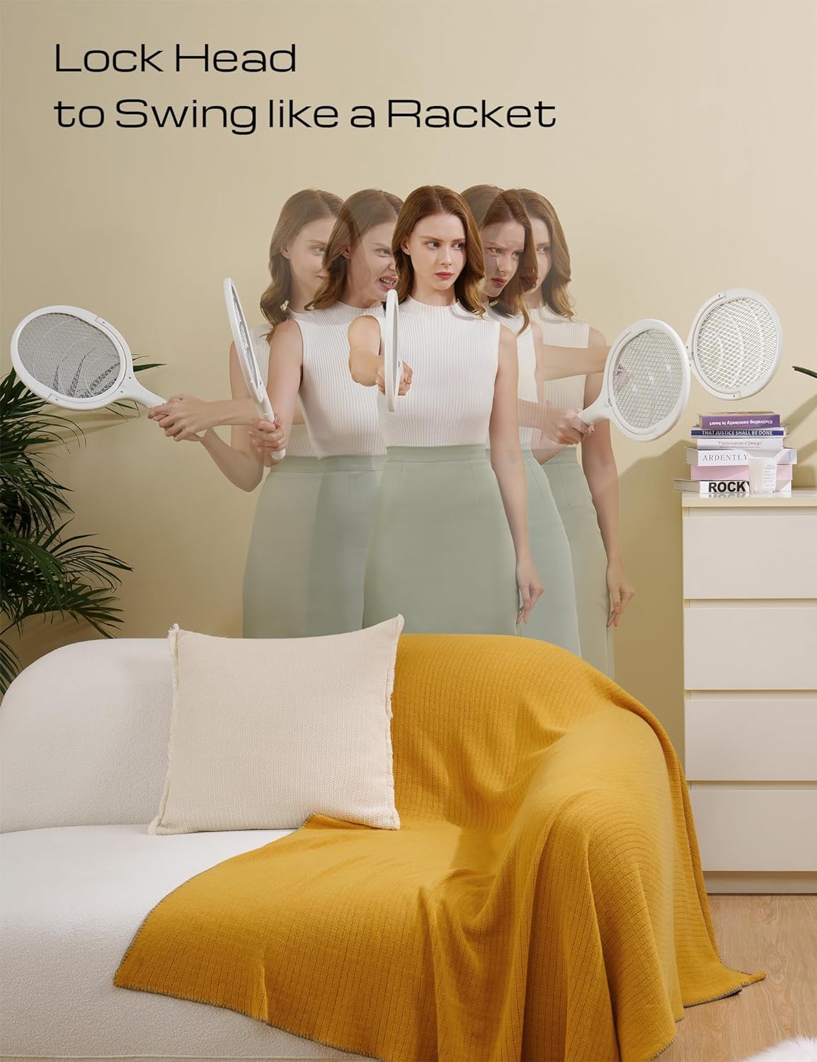 Norvo | Oppladbar elektrisk fluesmekker med fleksibel 90° roterende hode – Høyspent mygg- og insektzapper