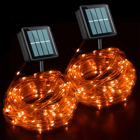 Norvo | Qitong 33Ft Orange Solseil Lys, 100 Leds, Vanntett, 8 Moduser For Utendørs Bruk