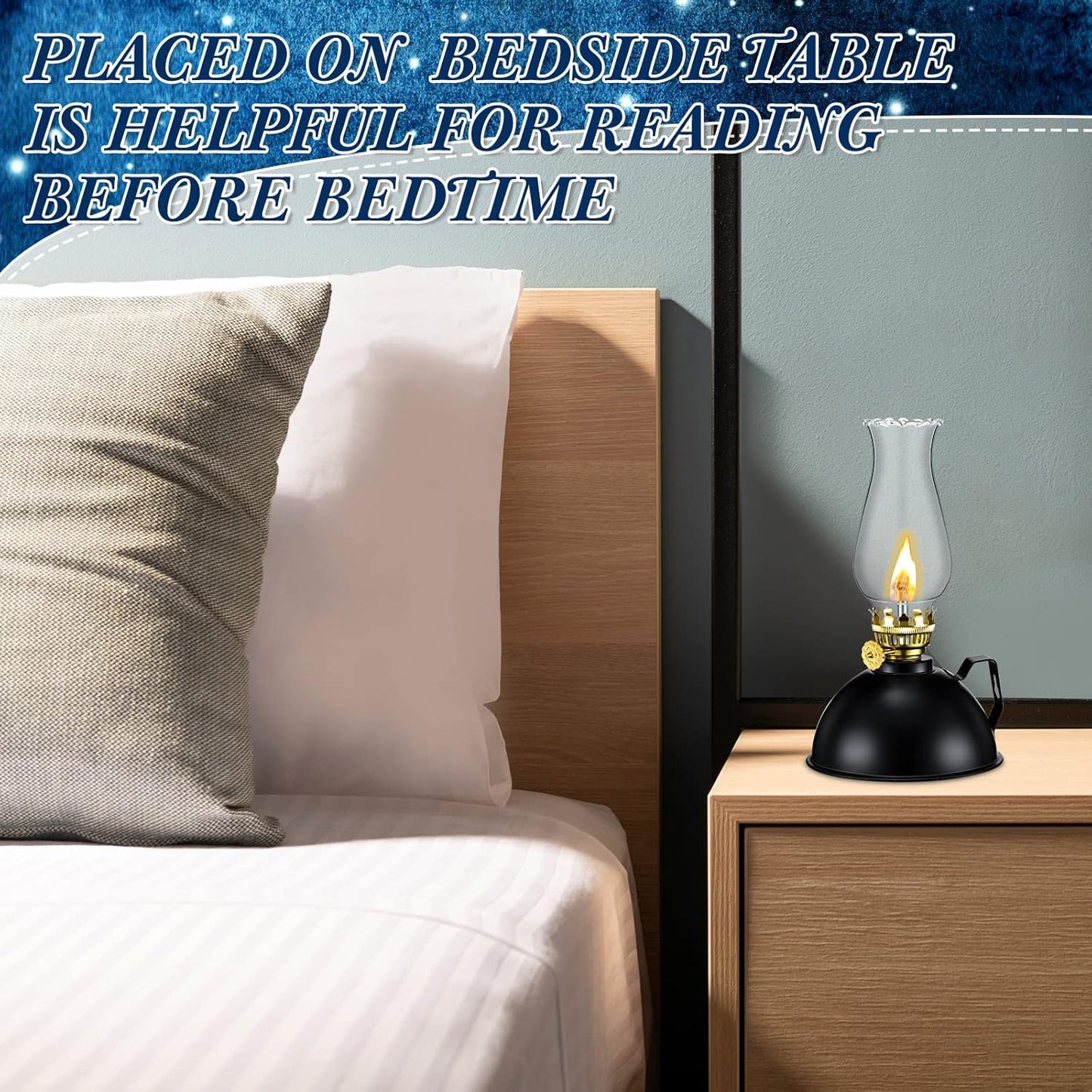 Norvo | Vintage-stil Glass & Metall Oljelamper Sett med 2 – Ardin