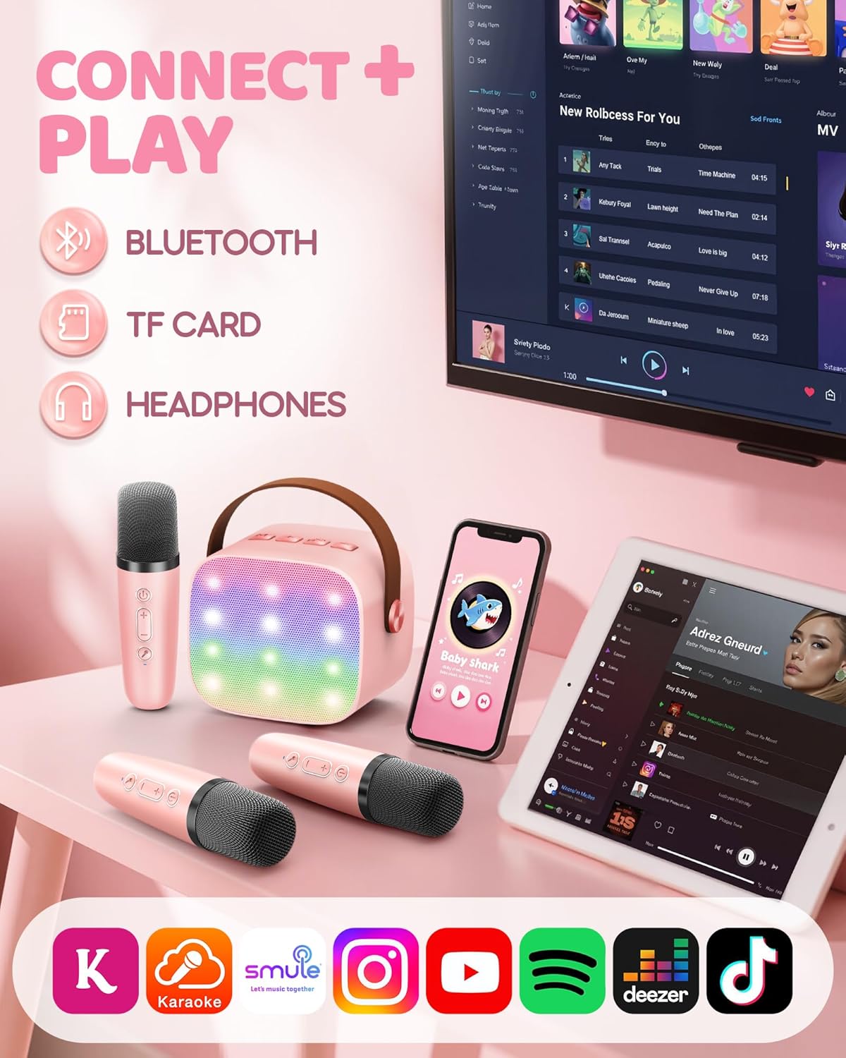 Norvo | Bærbar Mini Karaoke-maskin med Bluetooth-høyttaler og 2 trådløse mikrofoner – Veylo