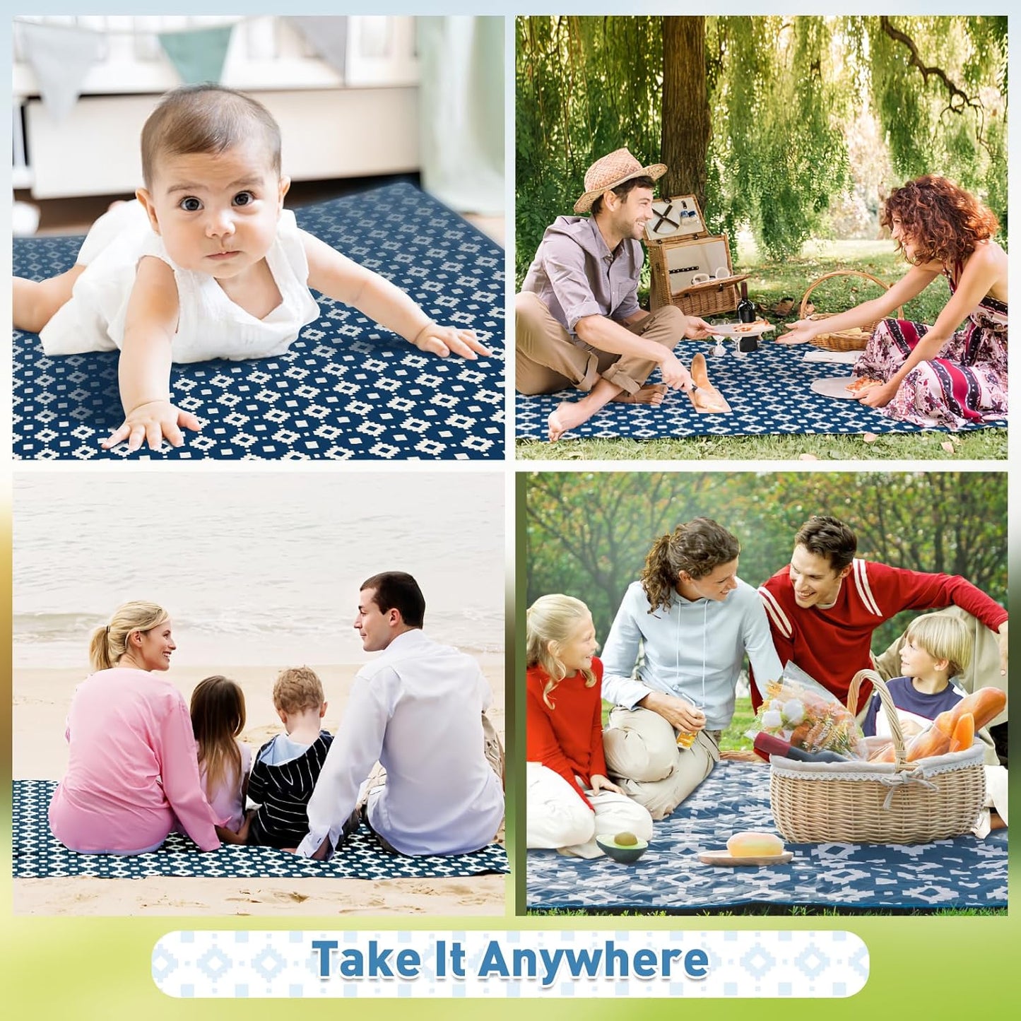 Norvo | Ekstra stor vanntett piknikteppe 200 × 200 cm med 3 lag – MeadowRest