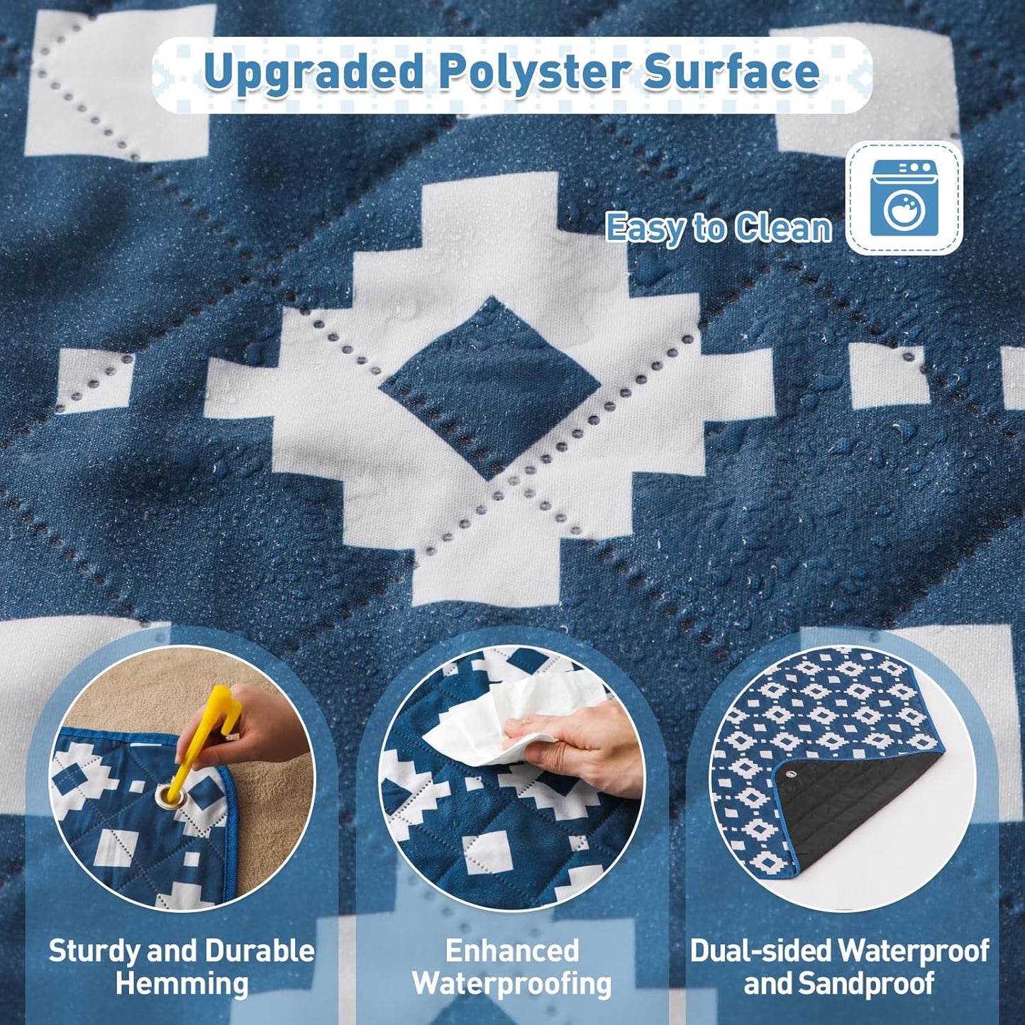 Norvo | Ekstra stor vanntett piknikteppe 200 × 200 cm med 3 lag – MeadowRest