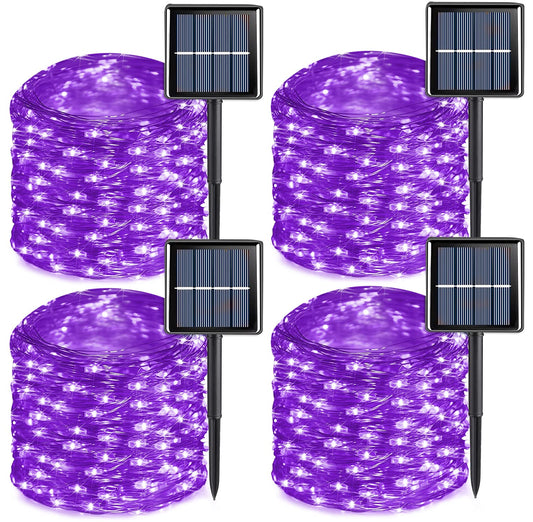 Norvo | Qitong 66Ft Lilla Solslynge Lys, 200 Led, Vanntett, 8 Moduser For Hage & Terrasse Dekor
