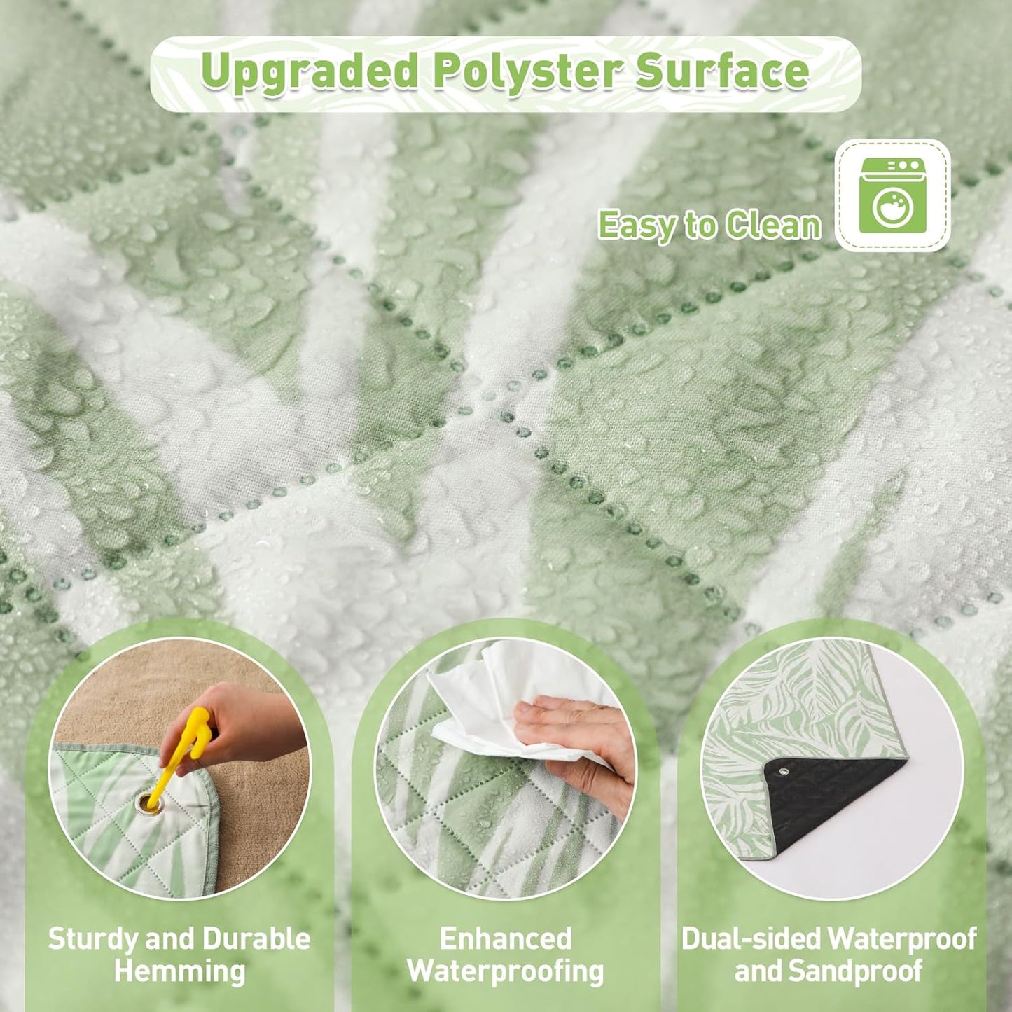 Norvo | Ekstra stor vanntett piknikteppe 200 × 200 cm med 3 lag – MeadowRest