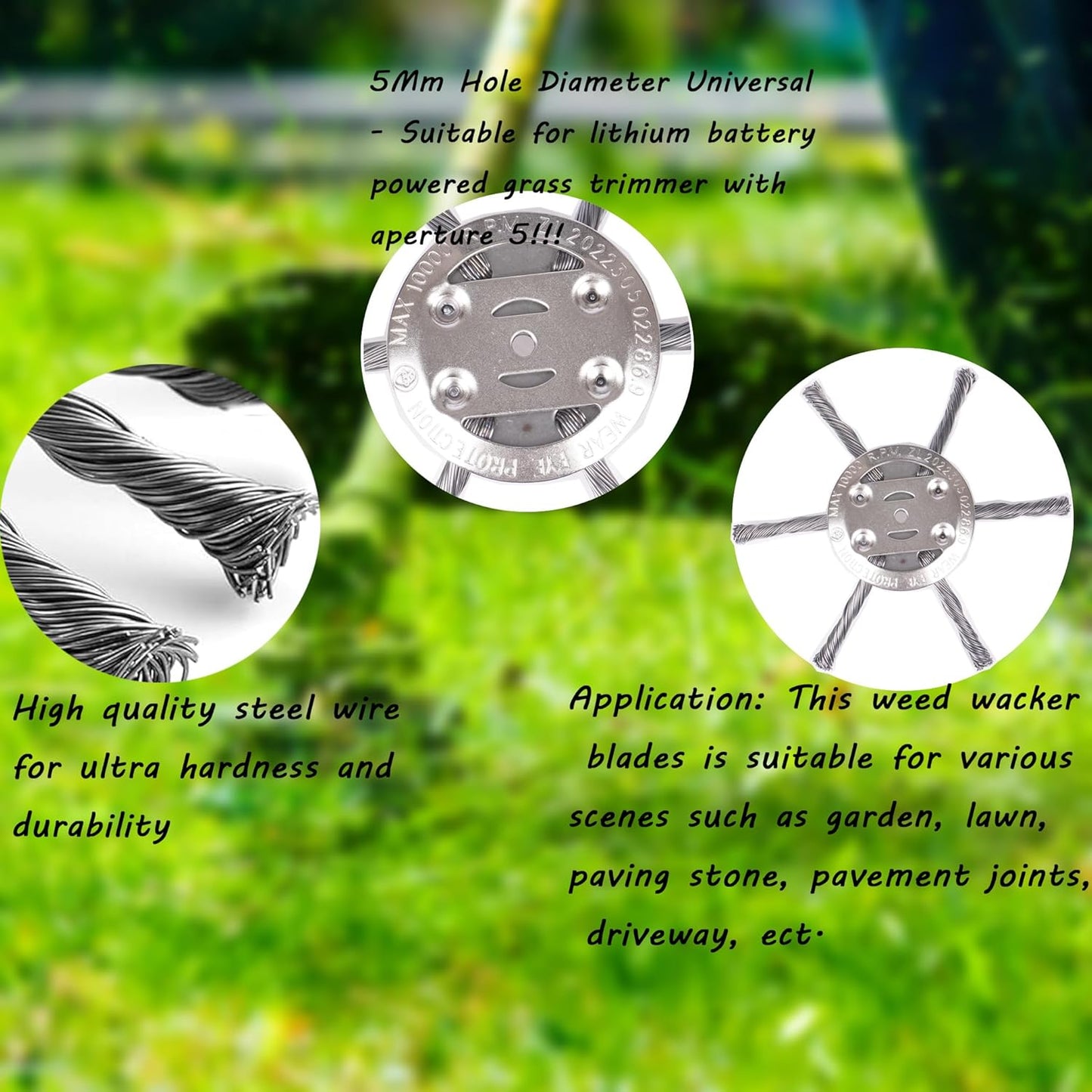Norvo | 6" Tvunnet Tråd Ugressbørste – Stål Trimmerhode for 5 mm Aks Elektriske Gressklippere