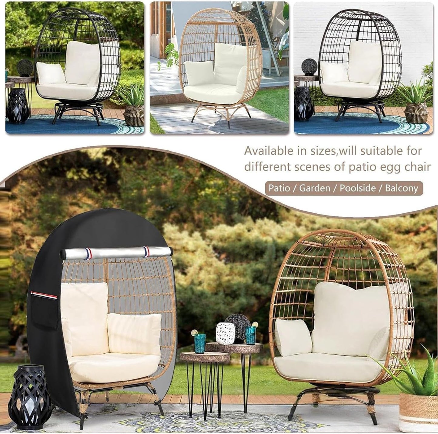 Frendorf | Vanntett Egg Stol Trekk med Dobbel Glidelås – Solara