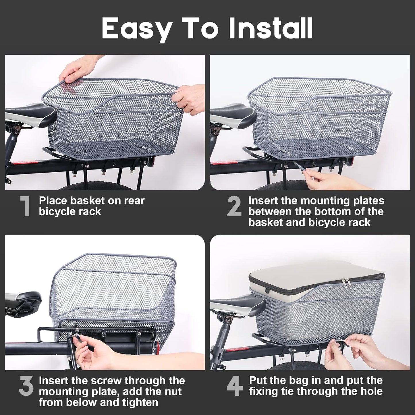 Frendorf | Vanntett baksykkelkurv med regntett lokk – Velora