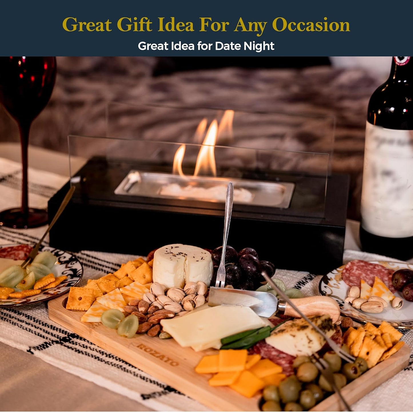 Norvo | Bordtoppepeis med s'mores-sett – bærbar mini peis for innendørs/ utendørs bruk