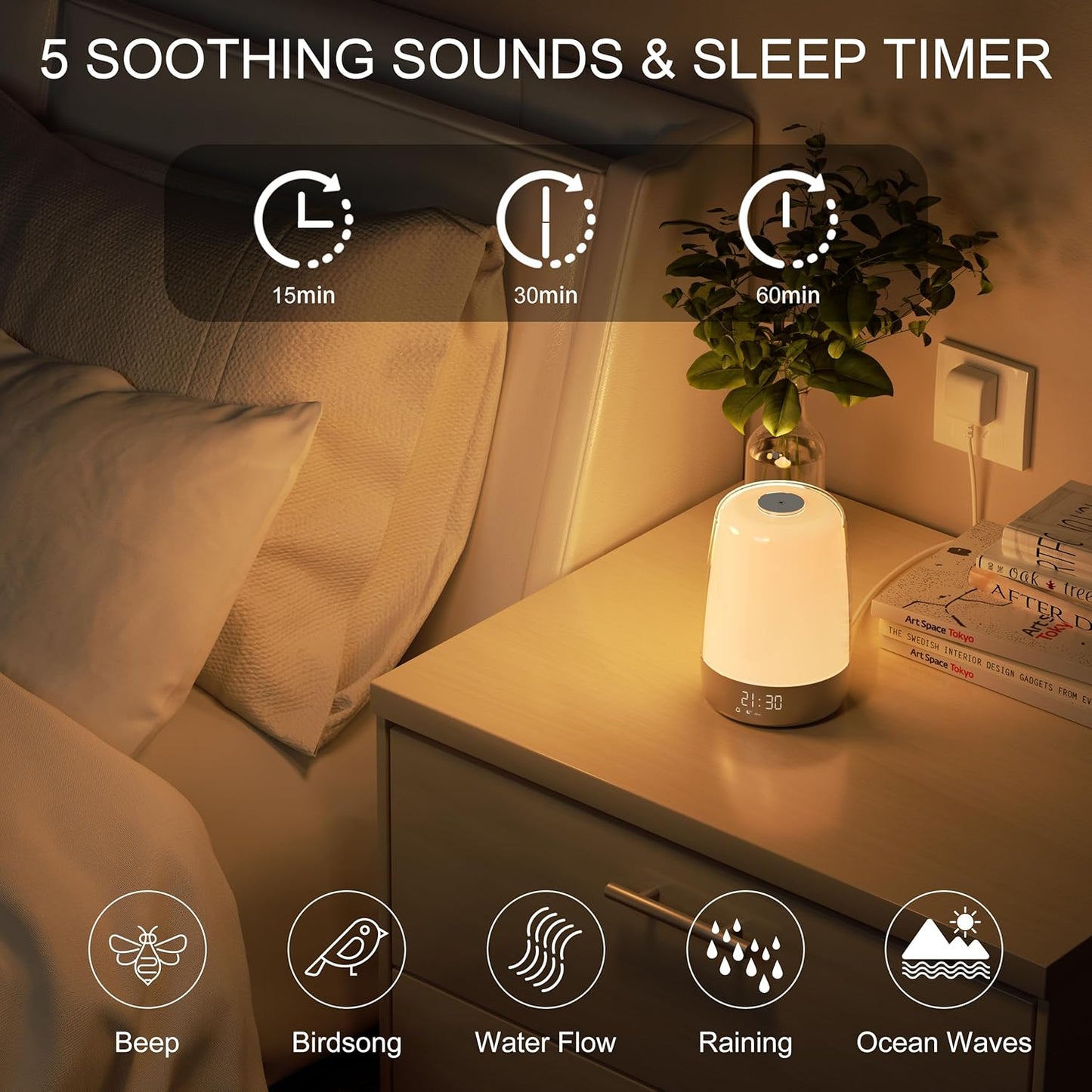 Norvo | Aurora Wake-Up Light – Soloppgangs Alarmklokke med Naturlige Lyder & USB-C