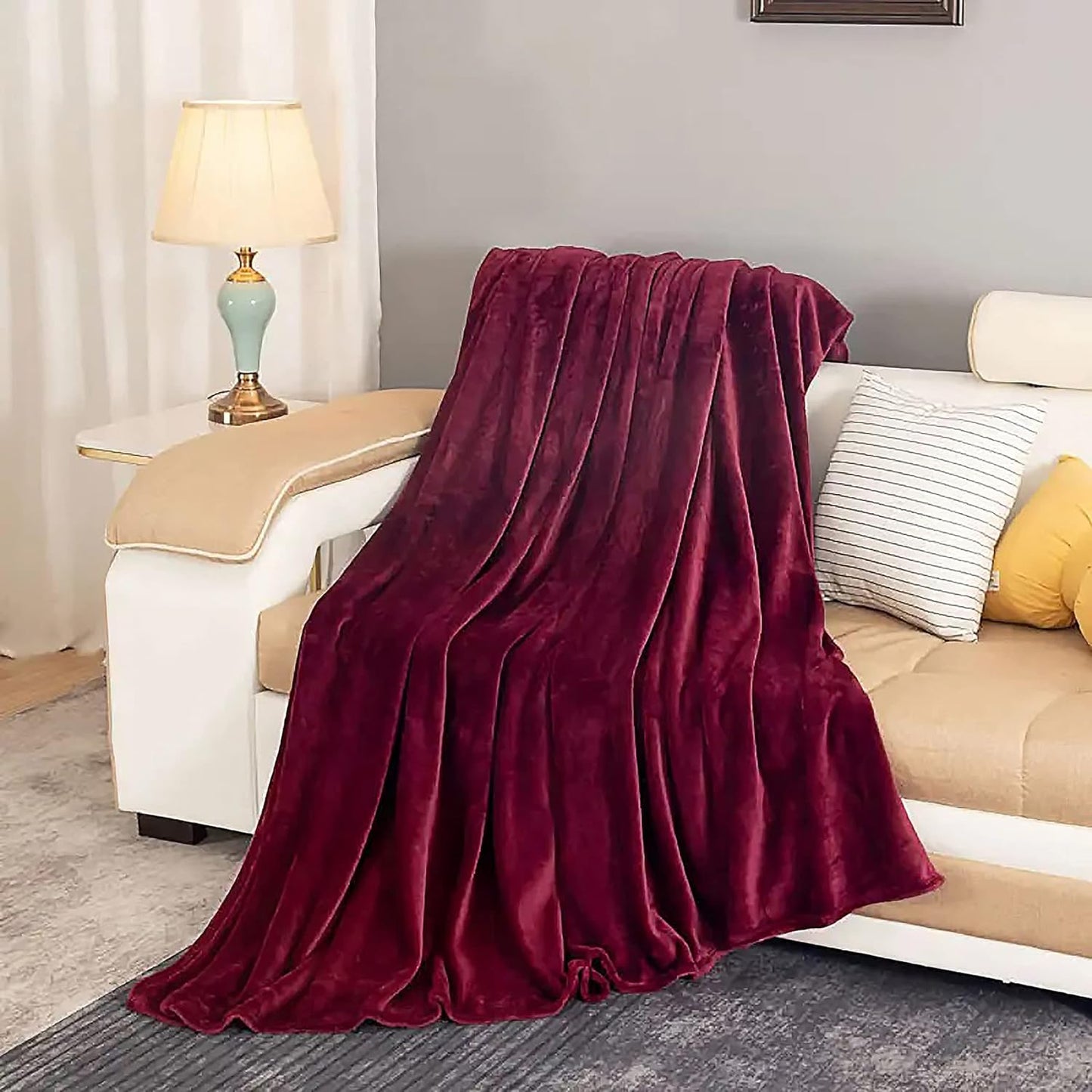 Fleece Stor Sofa Kaste Lettvekt Fuskepels Teppesett