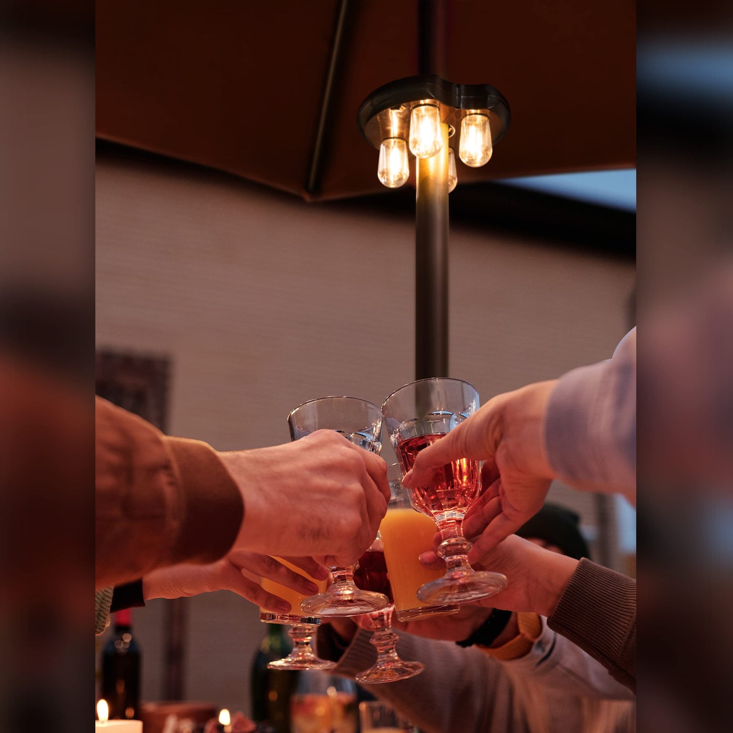 Norvo | Nora·Gave Patio Parasol Lys Med Led Pærer, Batteridrevet, 2 Moduser - Brun
