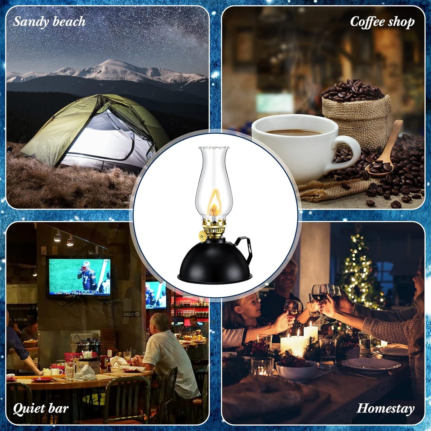 Norvo | Vintage-stil Glass & Metall Oljelamper Sett med 2 – Ardin