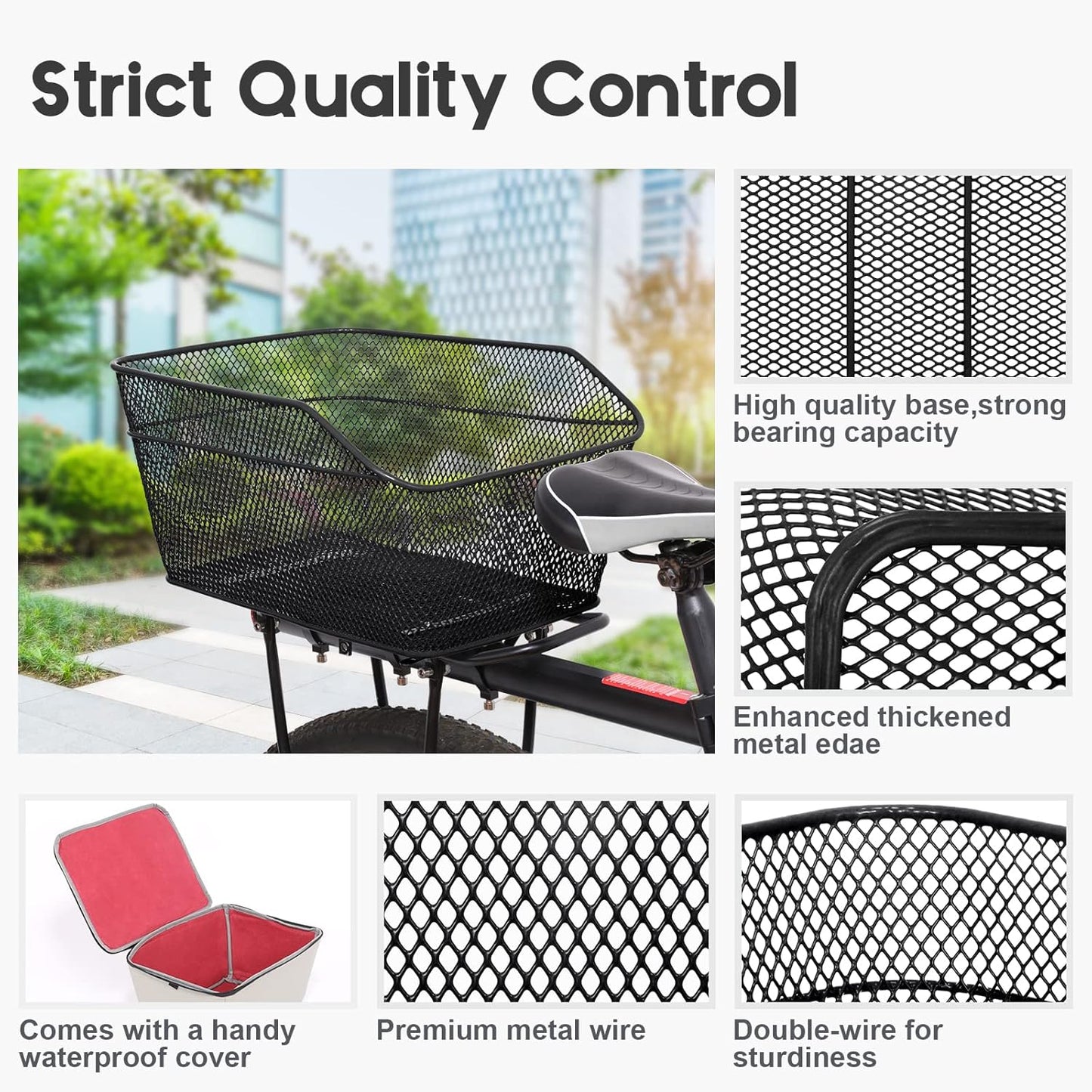 Frendorf | Vanntett baksykkelkurv med regntett lokk – Velora