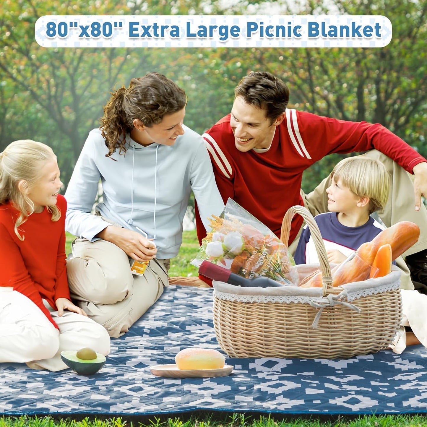 Norvo | Ekstra stor vanntett piknikteppe 200 × 200 cm med 3 lag – MeadowRest