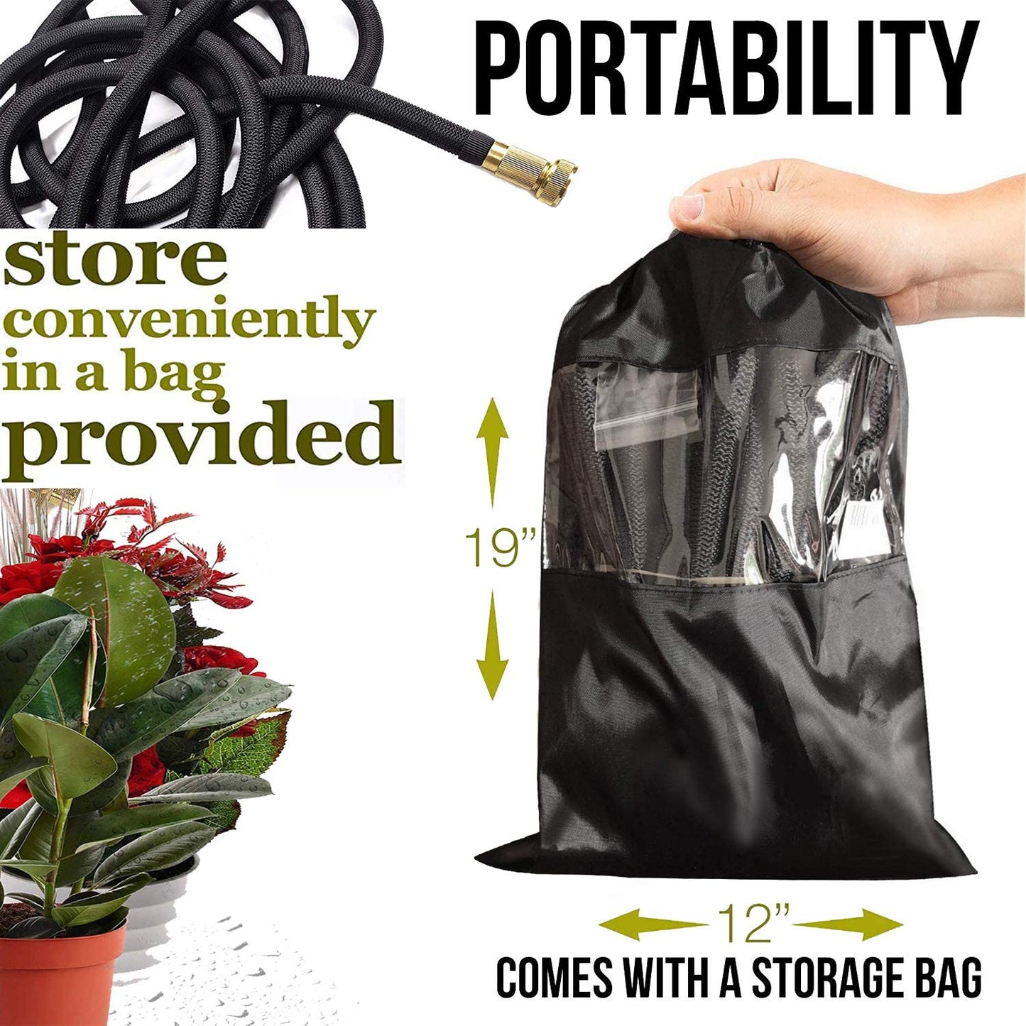 Norvo | AquaFlex Utvidbar Hageslange – Lett, Fleksibel, Lekkasjesikker Vannslange med Messingkoblinger