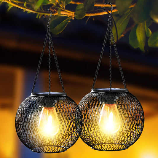 Norvo | Sollys Utendørs, Ortiny Oppgradert Sollys For Utenfor Dekorative Utendørs Hengende Lys For Halloween Jul Vanntett Retro Dreven Belysning For Hage Patio Gangvei Tre, 2 Pack