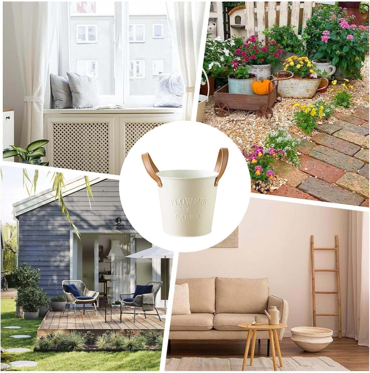 Norvo | Dekorative plantepotter med lærhåndtak – blomsterpotter for hjem og hage